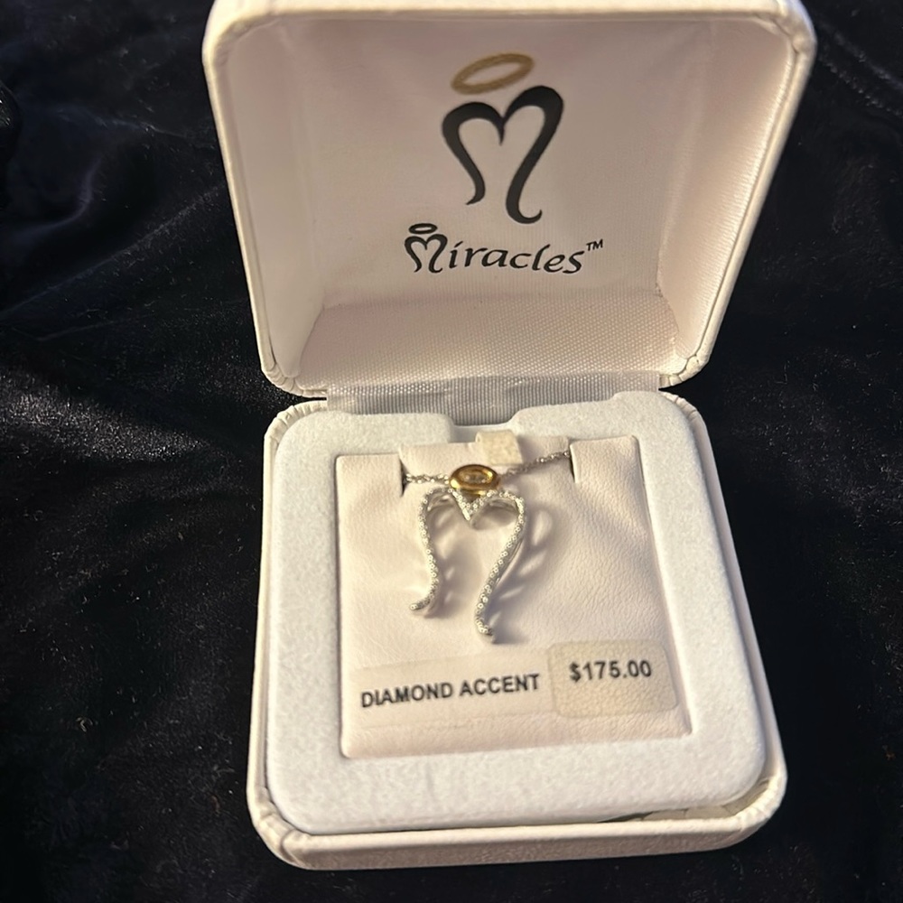 Miracles Angel necklace with diamond accents